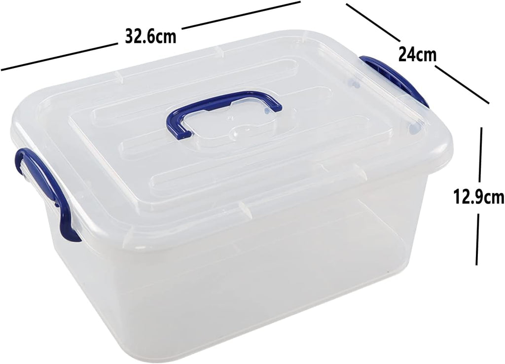 Minekkyes 8L Plastic Storage Boxes with Lids - Clear Stackable Container Set of 6