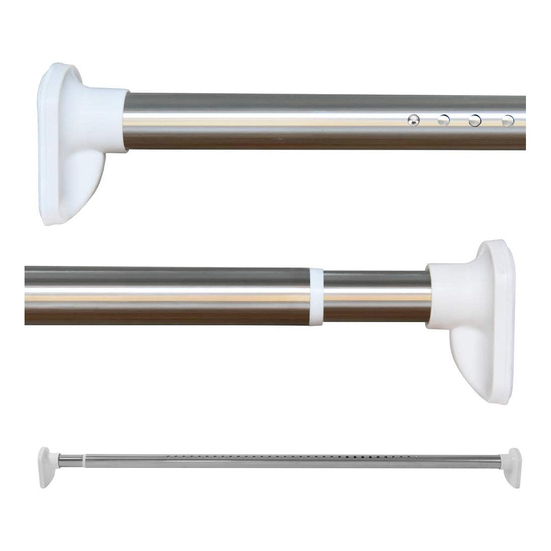 CURTAIN LAND Extendable Shower Curtain Rod 110-160 cm Silver