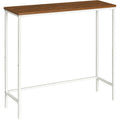 HOOBRO Slim Console Table - White & Walnut Narrow Entryway Sofa Display Table