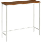 HOOBRO Slim Console Table - White & Walnut Narrow Entryway Sofa Display Table