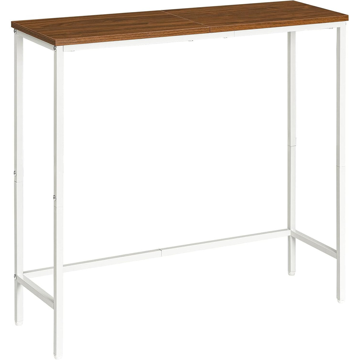 HOOBRO Slim Console Table - White & Walnut Narrow Entryway Sofa Display Table