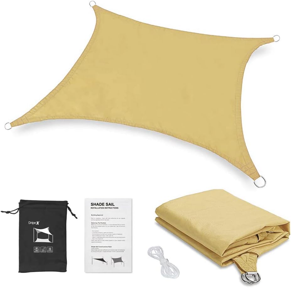 Dripex 3x4m Waterproof Rectangle Sun Shade Sail Canopy Sand