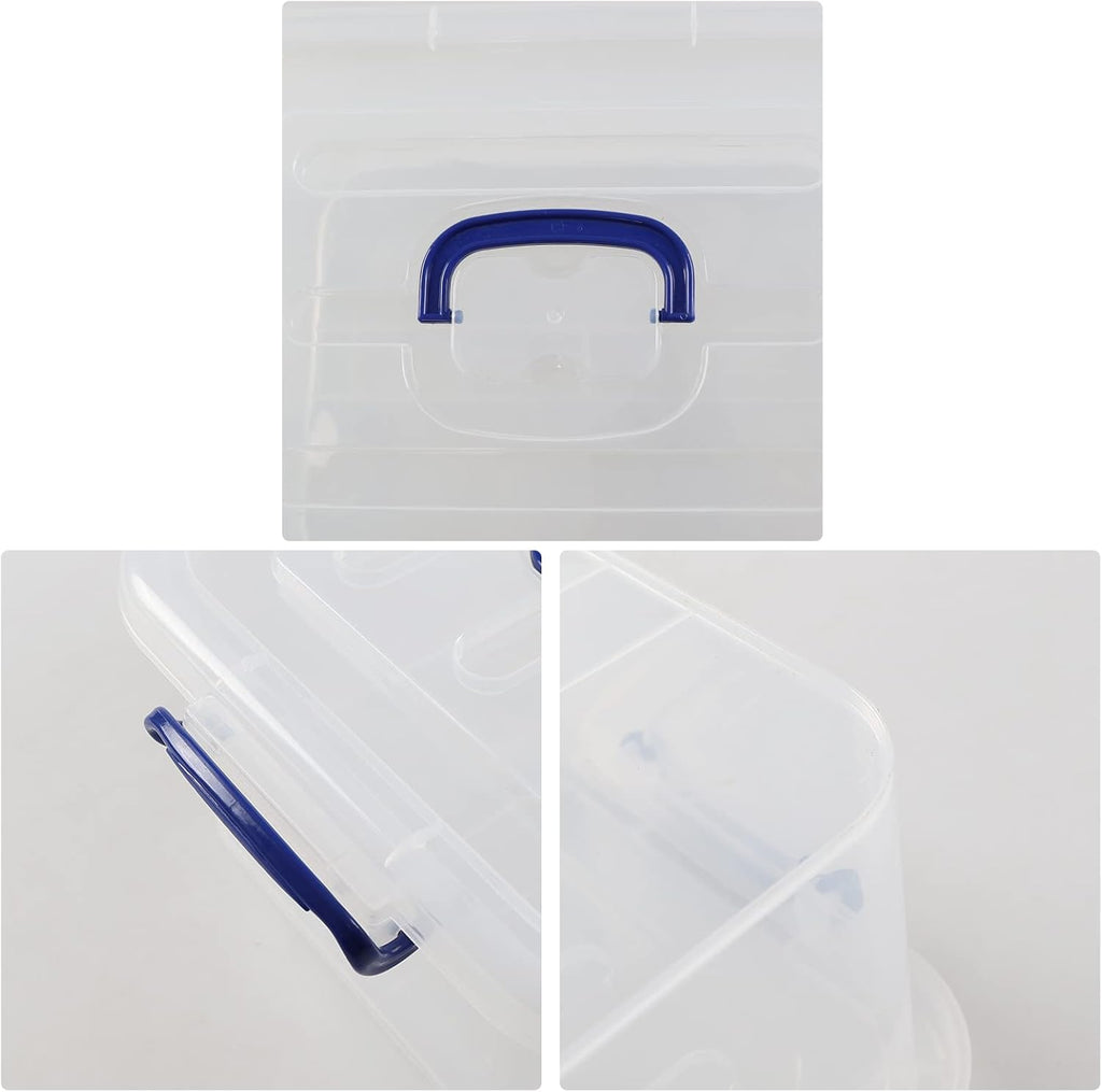 Minekkyes 8L Plastic Storage Boxes with Lids - Clear Stackable Container Set of 6