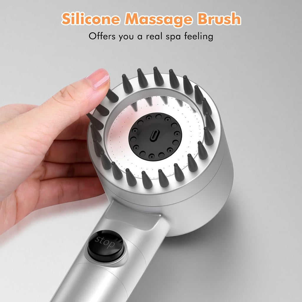 MEKO High Pressure Filter Shower Head for Hard Water - 3+1 Modes Hose Set