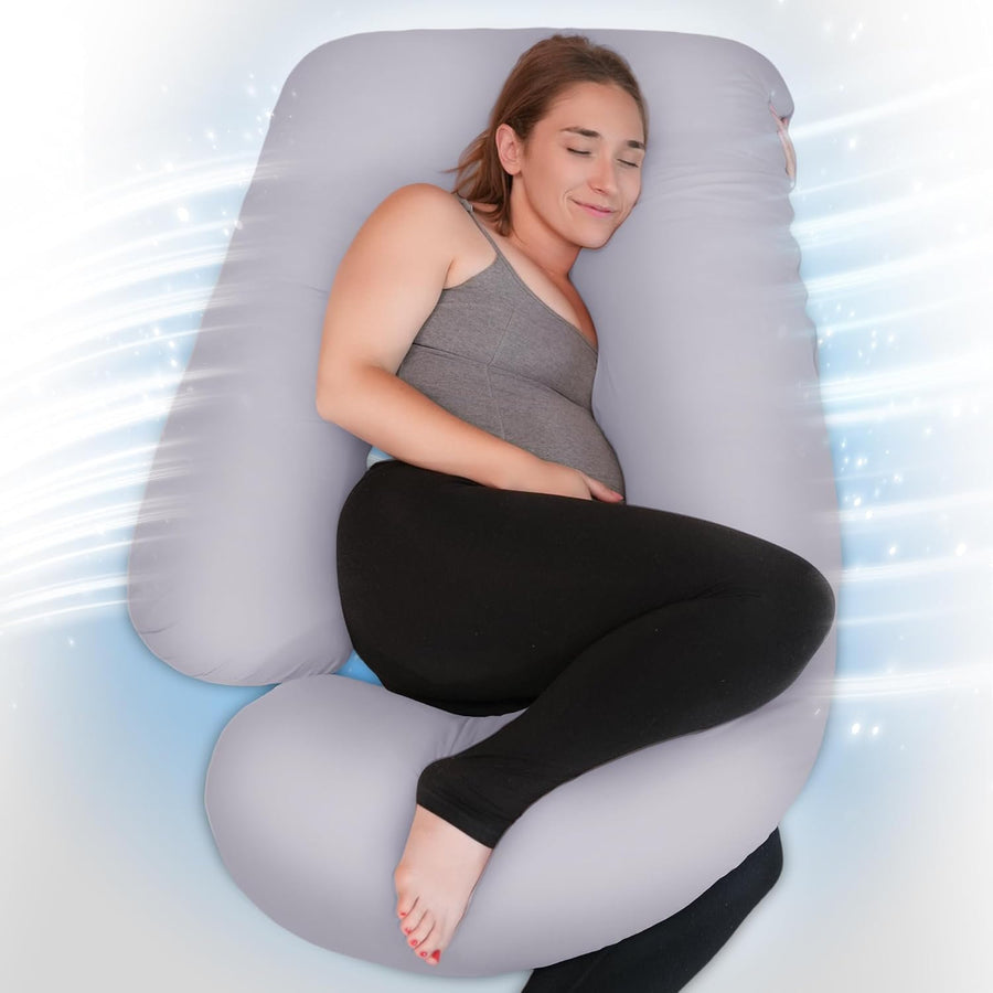 PinkFroggie Cooling U-Shaped Full Body Pregnancy Pillow for Sleeping - Purple Maternity Cushion