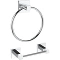 WZRUA Chrome Bathroom Accessories Set - Wall Mounted Toilet Paper Holder & Towel Ring