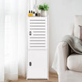 Powerking 3 Tier Waterproof Bathroom Storage Cabinet - White Floor Organizer with Doors