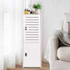 Powerking 3 Tier Waterproof Bathroom Storage Cabinet - White Floor Organizer with Doors