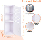 Powerking 3 Tier Waterproof Bathroom Storage Cabinet - White Floor Organizer with Doors