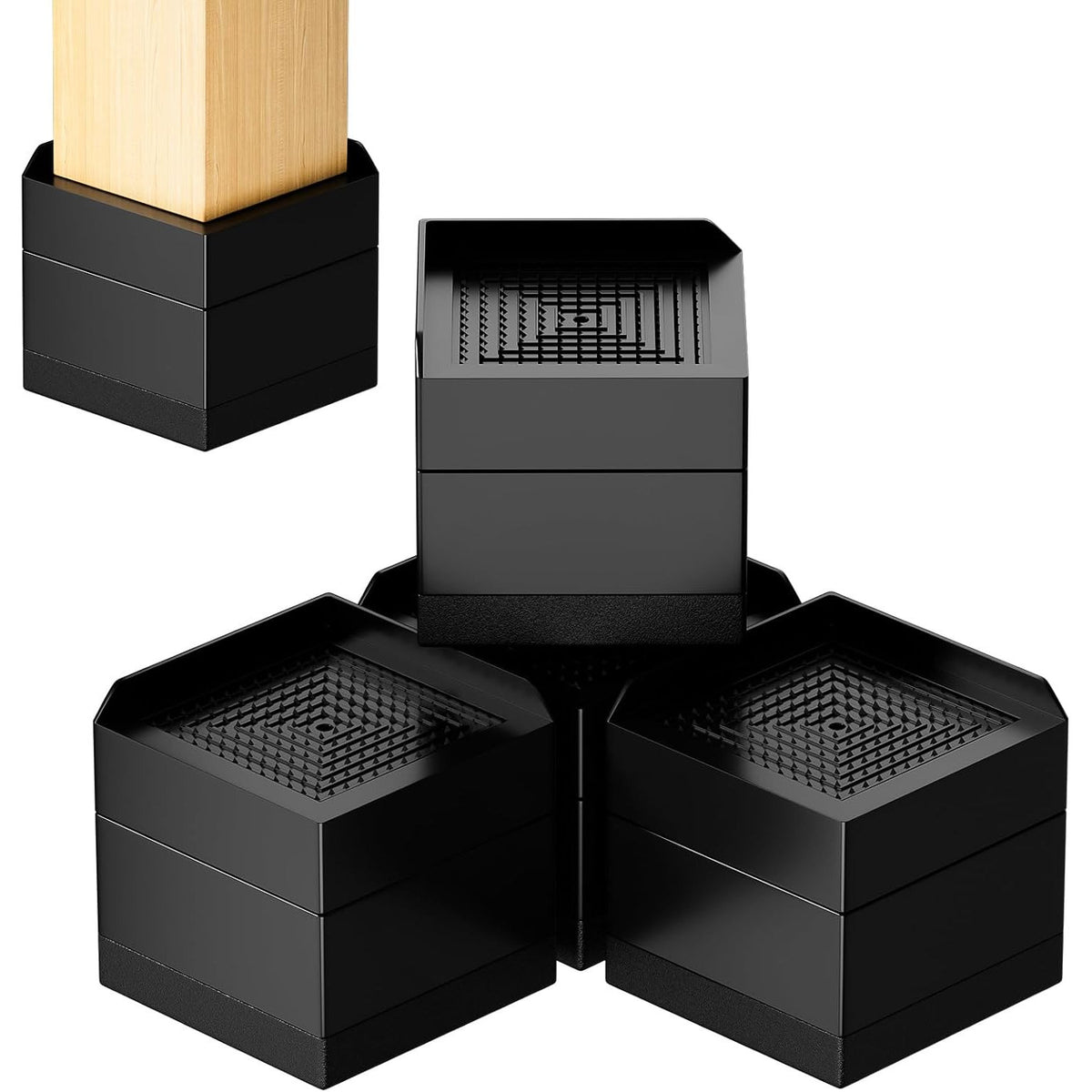 RCHYFEED 2.87 Inch Heavy Duty Bed Risers 4 Pack - 2200 lbs Furniture Elevators