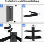 suptek 2 Floating Shelf Wall bracket with Strengthened Tempered Glass for DVD Players/Cable Boxes/Games Consoles/TV Accessories, 2 Shelves, Black CS202