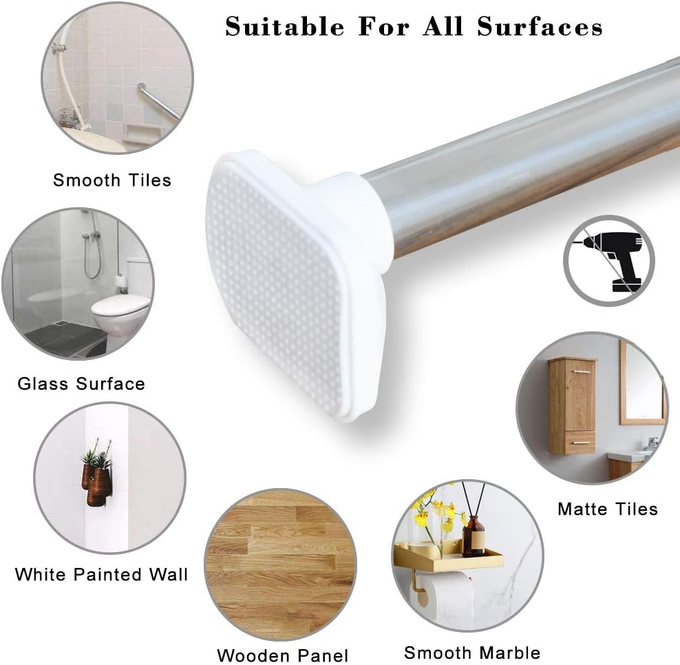 CURTAIN LAND Extendable Shower Curtain Rod 360-410 cm Silver