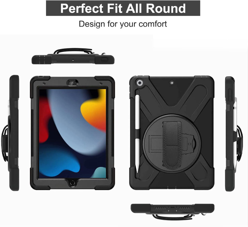 Gerutek Heavy-Duty Protective Case for iPad 10.2 Inch Black