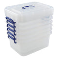Minekkyes 8L Plastic Storage Boxes with Lids - Clear Stackable Container Set of 6