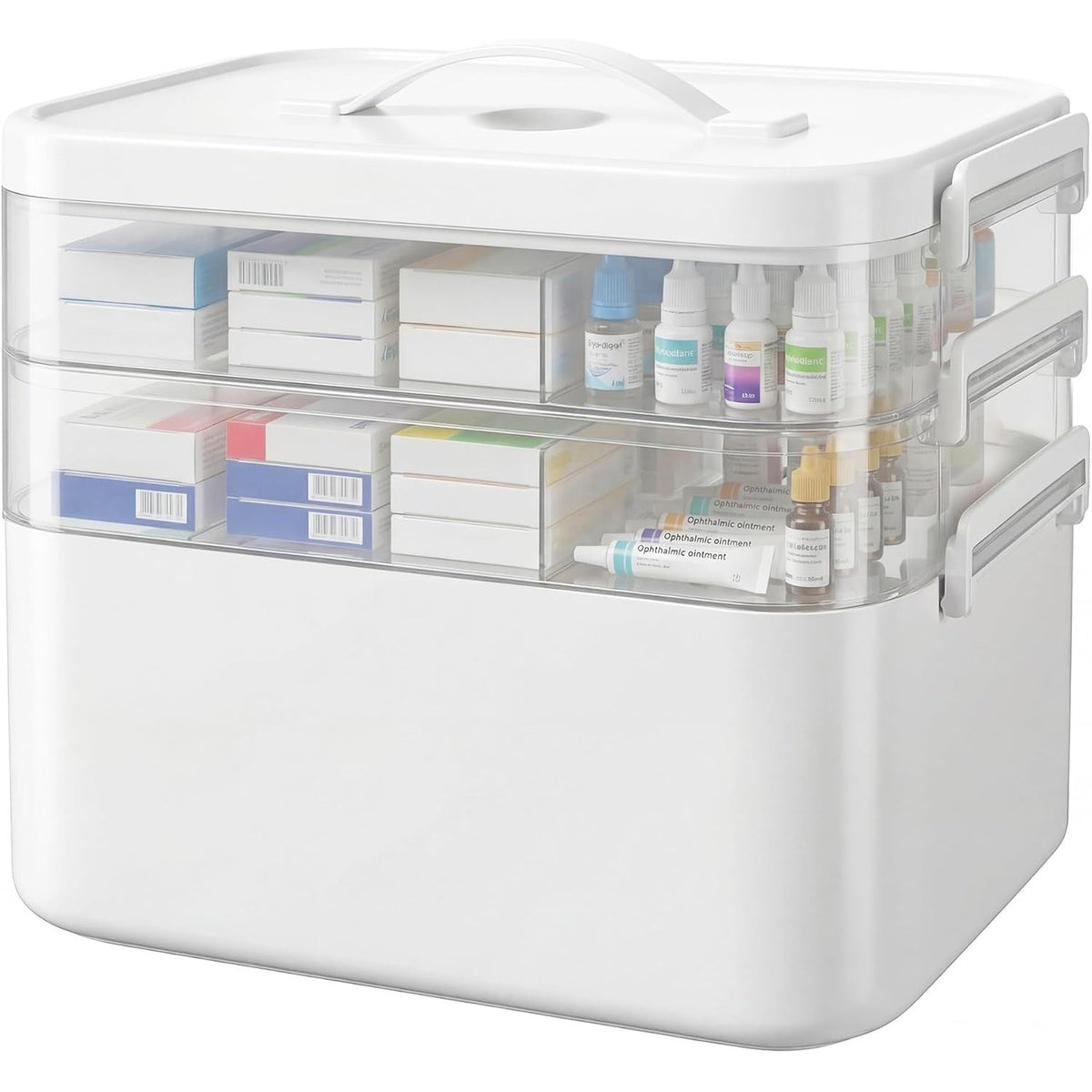 Kryndle 3 Layer Medicine Storage Box with Compartments - Portable First Aid Organiser Case