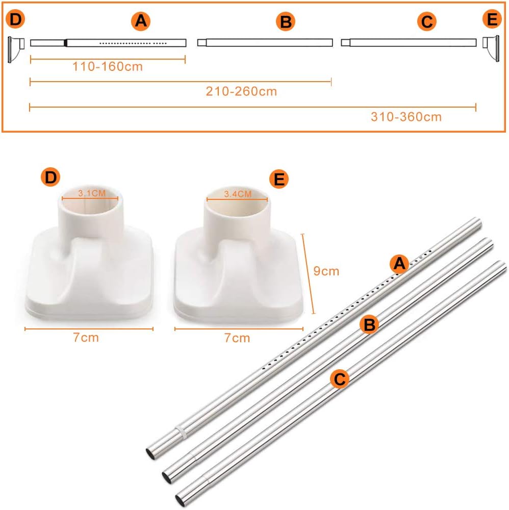 CURTAIN LAND Extendable Shower Curtain Rod 310-360 cm Silver
