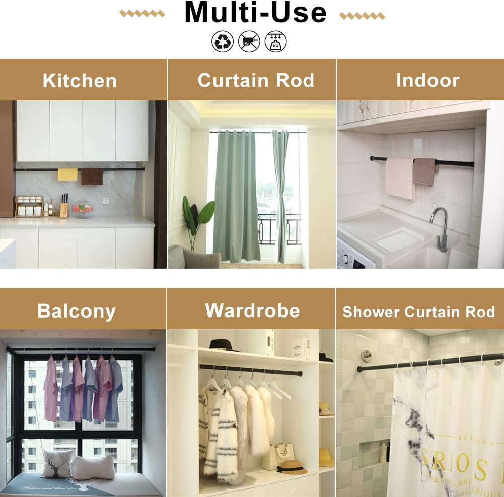 CURTAIN LAND Extendable Shower Curtain Rod 310-360 cm Silver