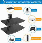 suptek 2 Floating Shelf Wall bracket with Strengthened Tempered Glass for DVD Players/Cable Boxes/Games Consoles/TV Accessories, 2 Shelves, Black CS202