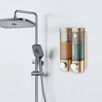 Modunful 2-Chamber Wall-Mounted Shower Dispenser - No-Drill Shampoo, Conditioner & Body Wash Pump Gold