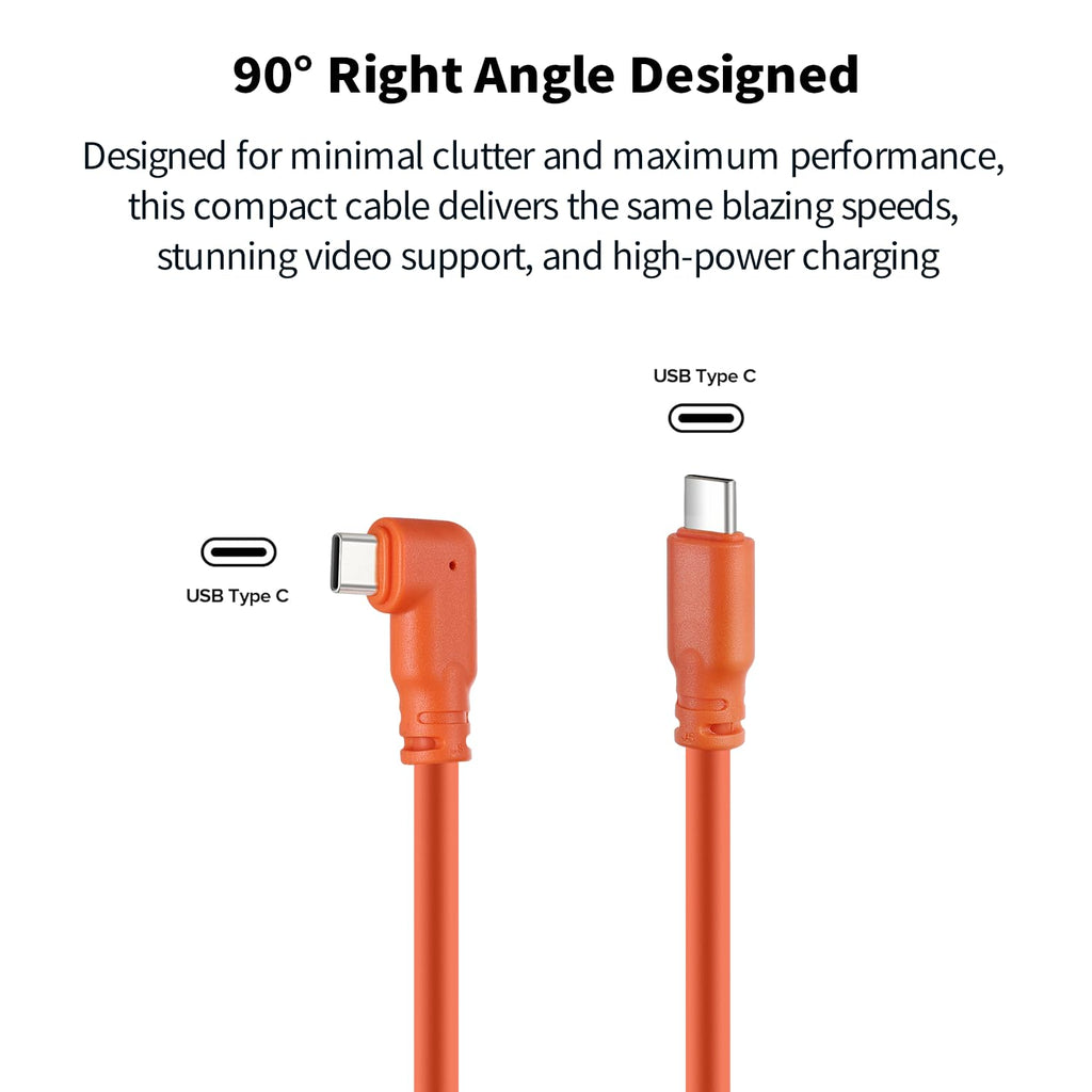 Tonton 16ft 5m Right Angle USB-C 10Gbps Tethering Cable - 60W PD Fast Charging VR & Camera Cord