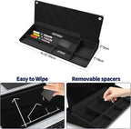 Sliandtelly Desk Glass Chalkboard with Storage 40x18cm - Dry Erase Desktop Notepad with 3 Pens