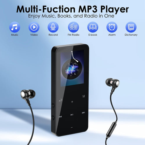 COVVY 24GB Digital MP3 Player with Bluetooth & Speaker - HiFi Lossless Audio Player with FM Radio, Voice Recorder & Earphones