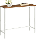HOOBRO Slim Console Table - White & Walnut Narrow Entryway Sofa Display Table