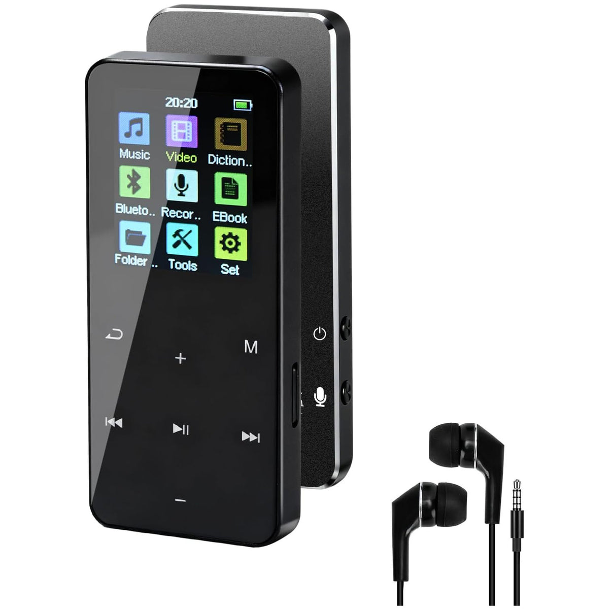 COVVY 24GB Digital MP3 Player with Bluetooth & Speaker - HiFi Lossless Audio Player with FM Radio, Voice Recorder & Earphones