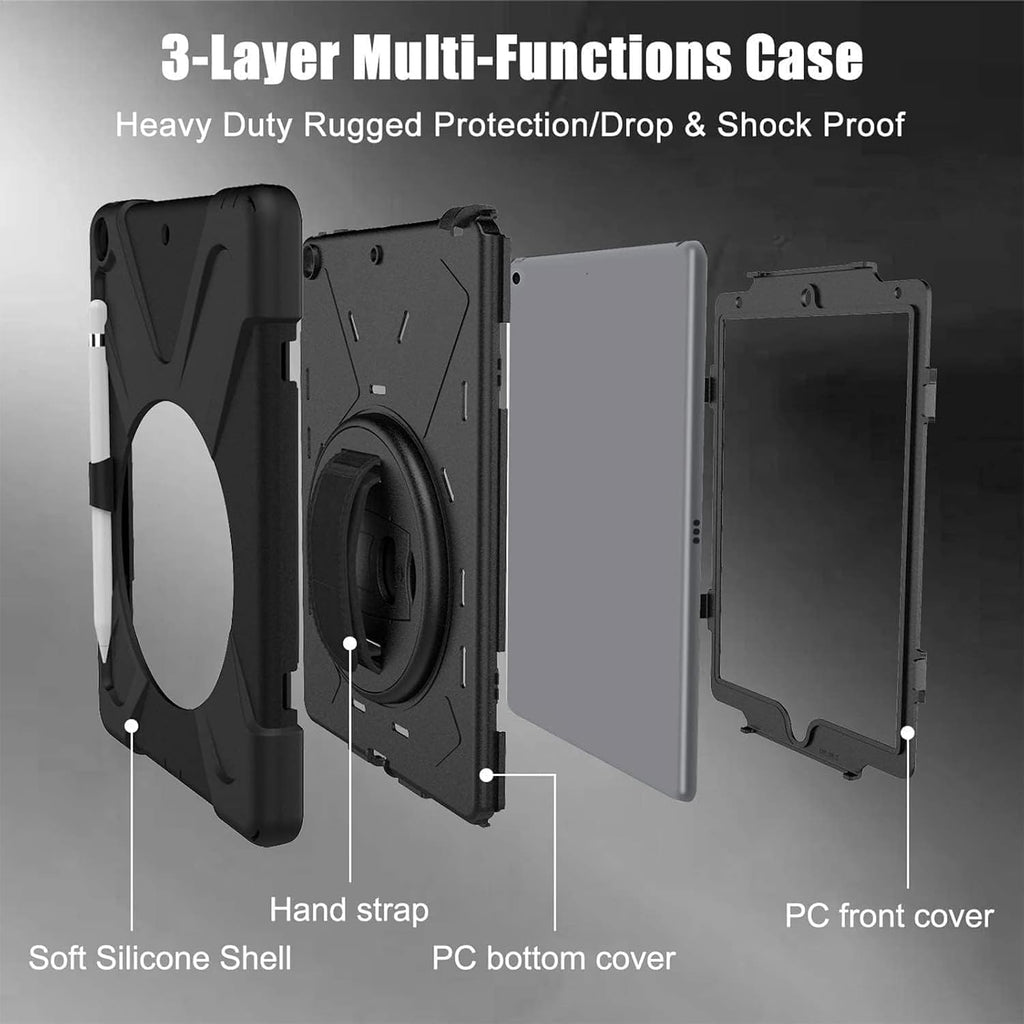 Gerutek Heavy-Duty Protective Case for iPad 10.2 Inch Black