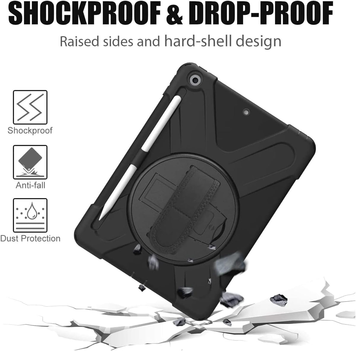 Gerutek Heavy-Duty Protective Case for iPad 10.2 Inch Black