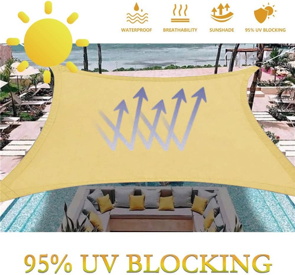 Dripex 3x4m Waterproof Rectangle Sun Shade Sail Canopy Sand