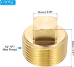 PATIKIL 10-Pack 3/4 Inch NPT Male Brass Square Plug Fittings