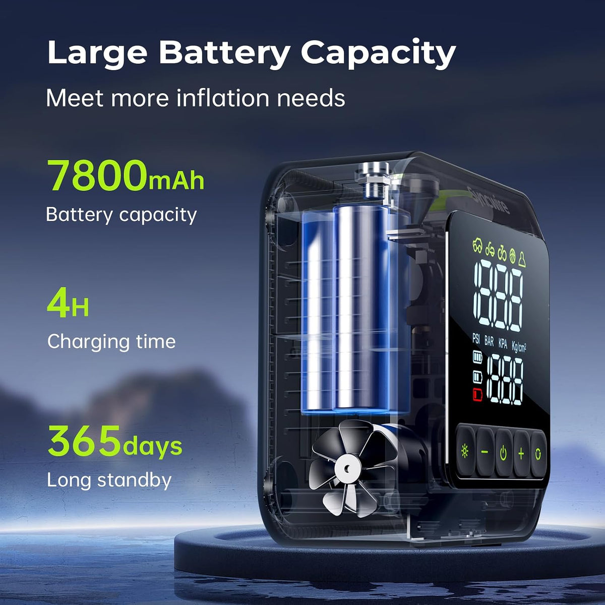 SYNCWIRE 150PSI Portable Electric Air Pump Tyre Inflator - Rechargeable Compressor for Car Bike