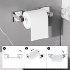 WZRUA Chrome Bathroom Accessories Set - Wall Mounted Toilet Paper Holder & Towel Ring