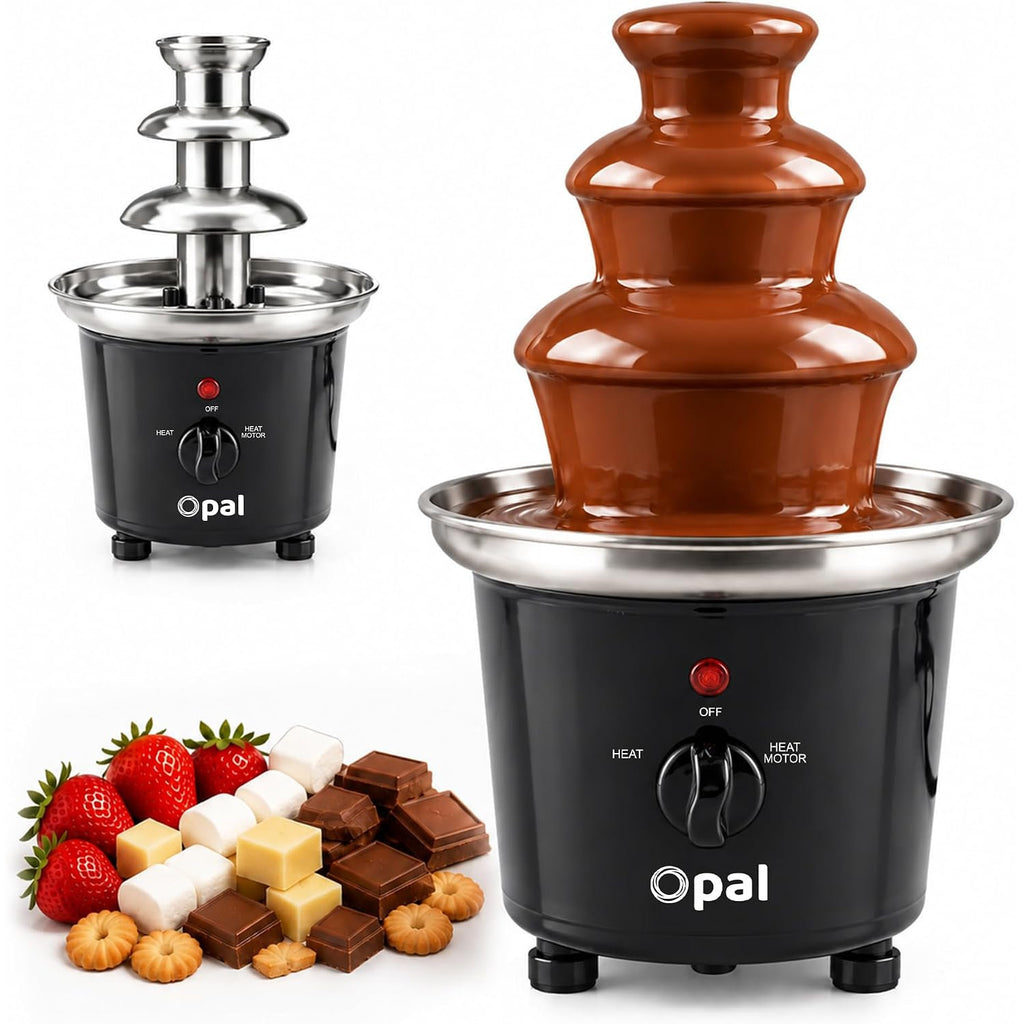 Opal 3 Tier Stainless Steel Electric Chocolate Fountain 500ml Fondue Machine Set