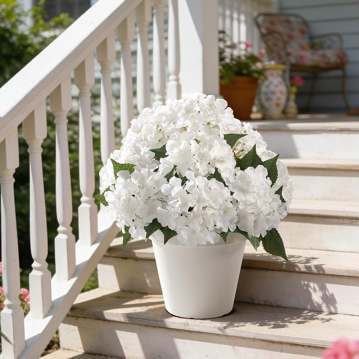 Kisflower 2 Pack White Silk Artificial Hydrangea Flowers Bouquets - Vase & Wedding Decor