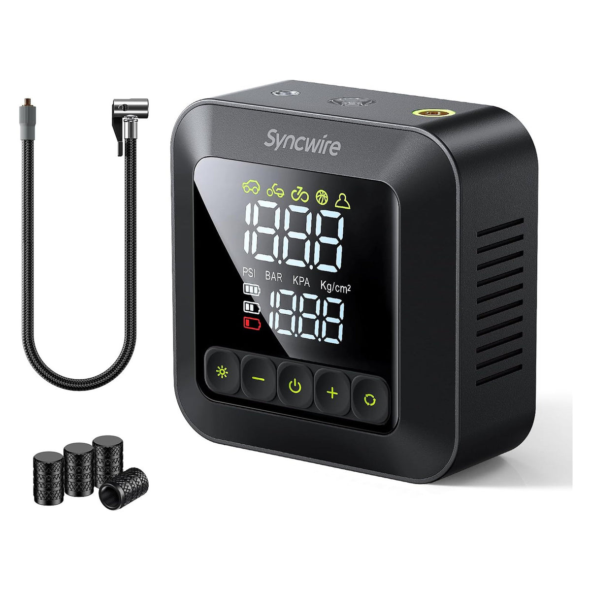 SYNCWIRE 150PSI Portable Electric Air Pump Tyre Inflator - Rechargeable Compressor for Car Bike