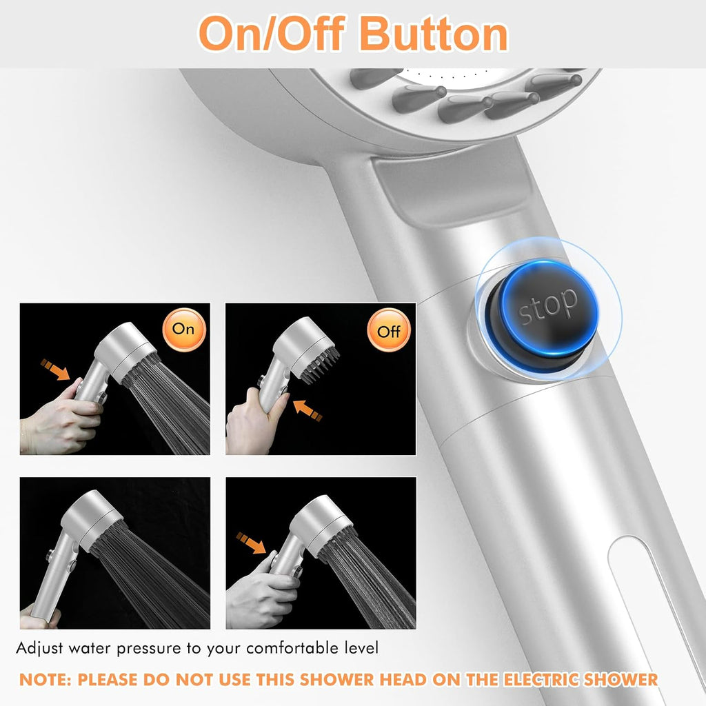 MEKO High Pressure Filter Shower Head for Hard Water - 3+1 Modes Hose Set