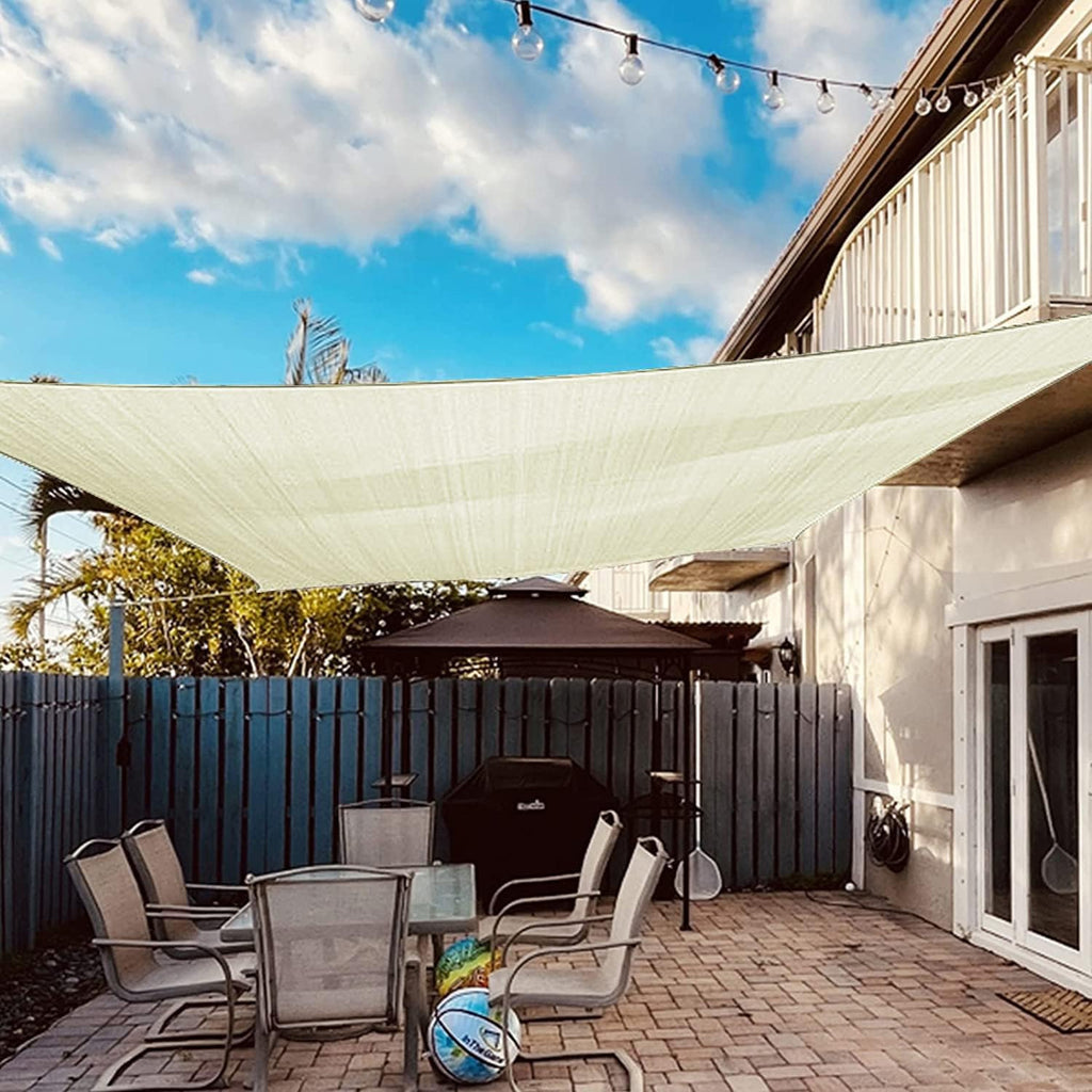 Dripex 3x4m Waterproof Rectangle Sun Shade Sail Canopy Beige