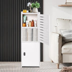 Powerking 3 Tier Waterproof Bathroom Storage Cabinet - White Floor Organizer with Doors