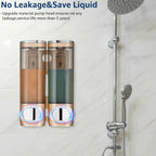 Modunful 2-Chamber Wall-Mounted Shower Dispenser - No-Drill Shampoo, Conditioner & Body Wash Pump Gold