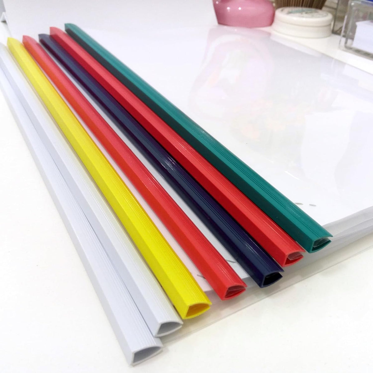 PATIKIL 100-Pack 8mm White Plastic Slide Grip Binding Bars