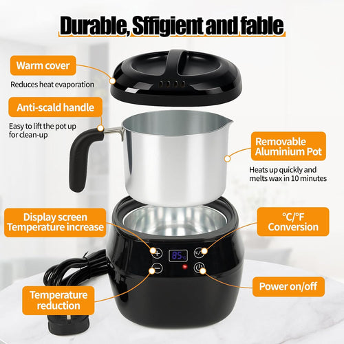 Agrdeed 1L Electric Candle Wax Melter Pot Kit - Pour Spout Wax Melting Machine with Wicks & Supplies