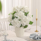 Kisflower 2 Pack White Silk Artificial Hydrangea Flowers Bouquets - Vase & Wedding Decor