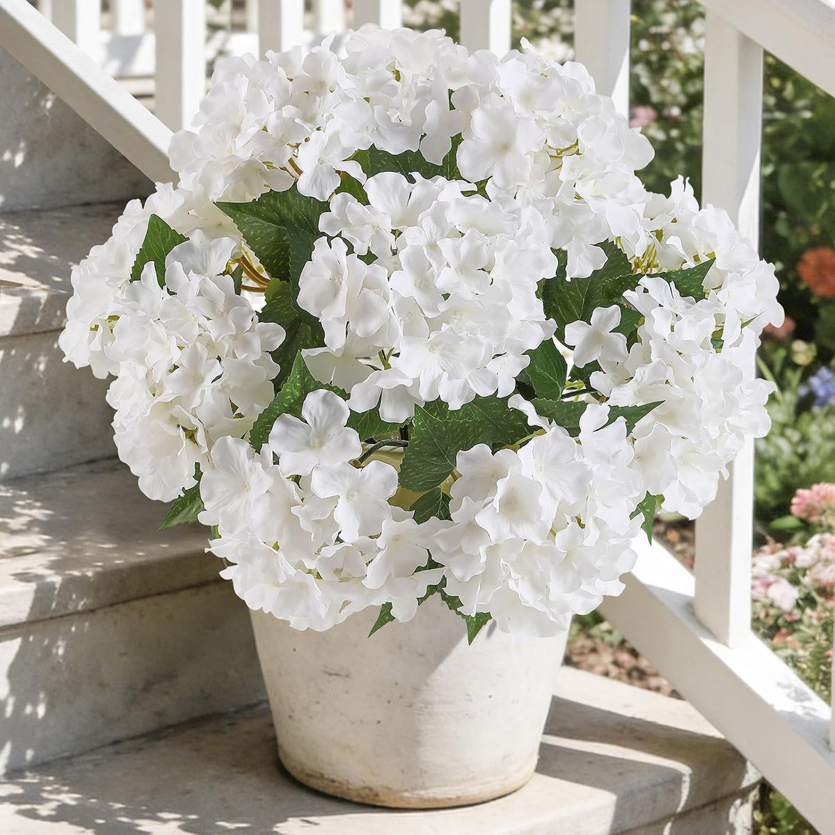 Kisflower 2 Pack White Silk Artificial Hydrangea Flowers Bouquets - Vase & Wedding Decor