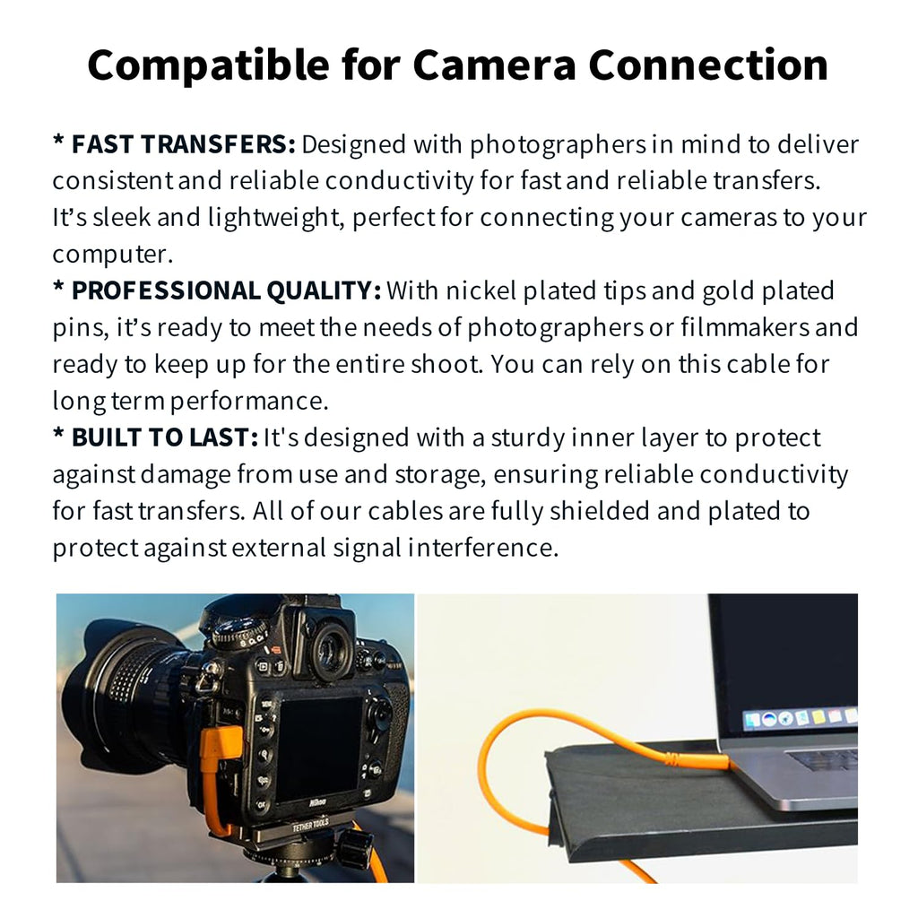 Tonton 16ft 5m Right Angle USB-C 10Gbps Tethering Cable - 60W PD Fast Charging VR & Camera Cord