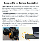 Tonton 16ft 5m Right Angle USB-C 10Gbps Tethering Cable - 60W PD Fast Charging VR & Camera Cord