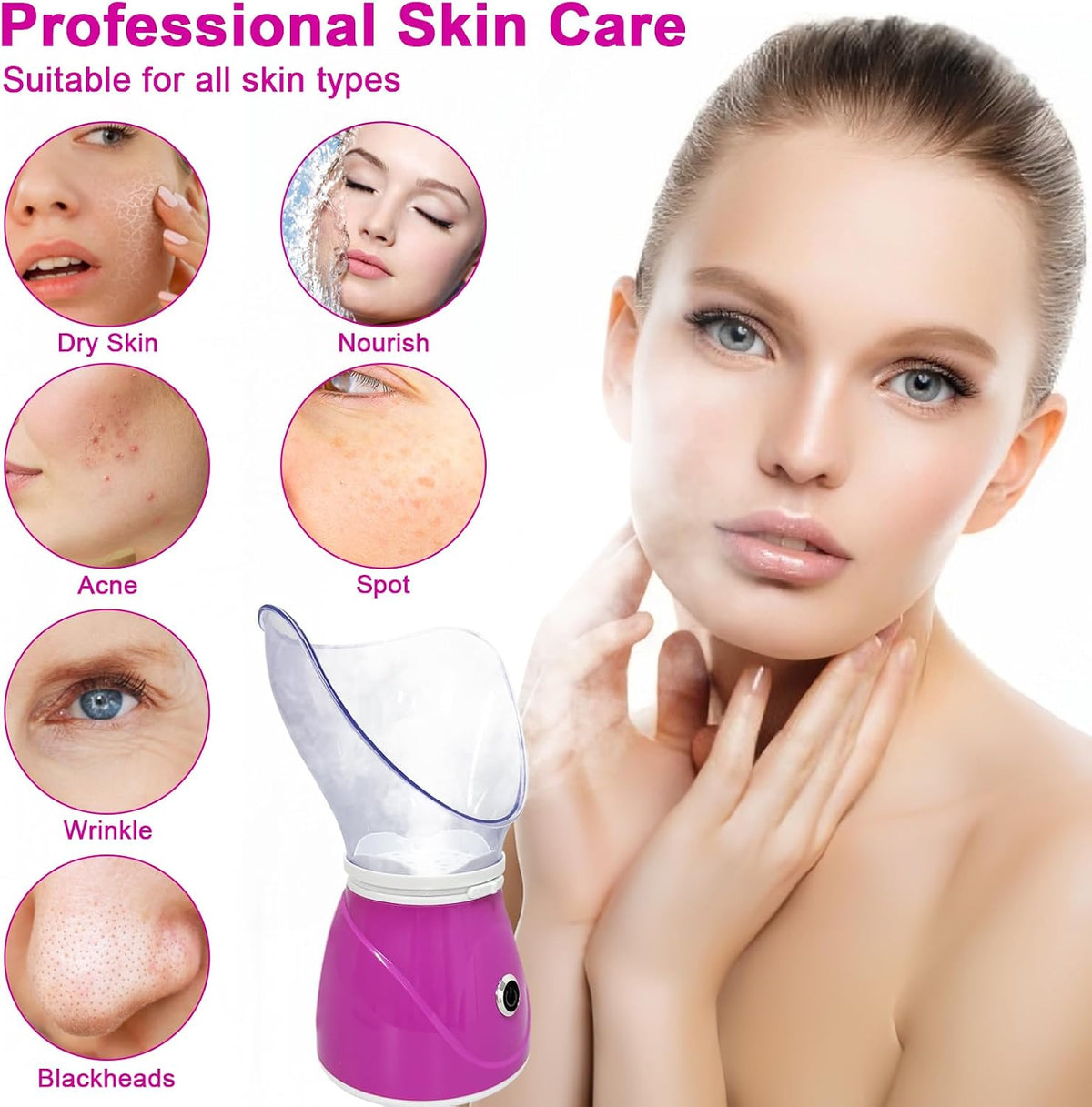 JNBGTU Warm Mist Facial Steamer & Sauna - Unisex Home SPA Humidifier for Deep Cleaning & Sinus Relief