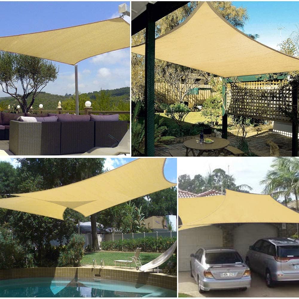 Dripex 3x4m Waterproof Rectangle Sun Shade Sail Canopy Sand