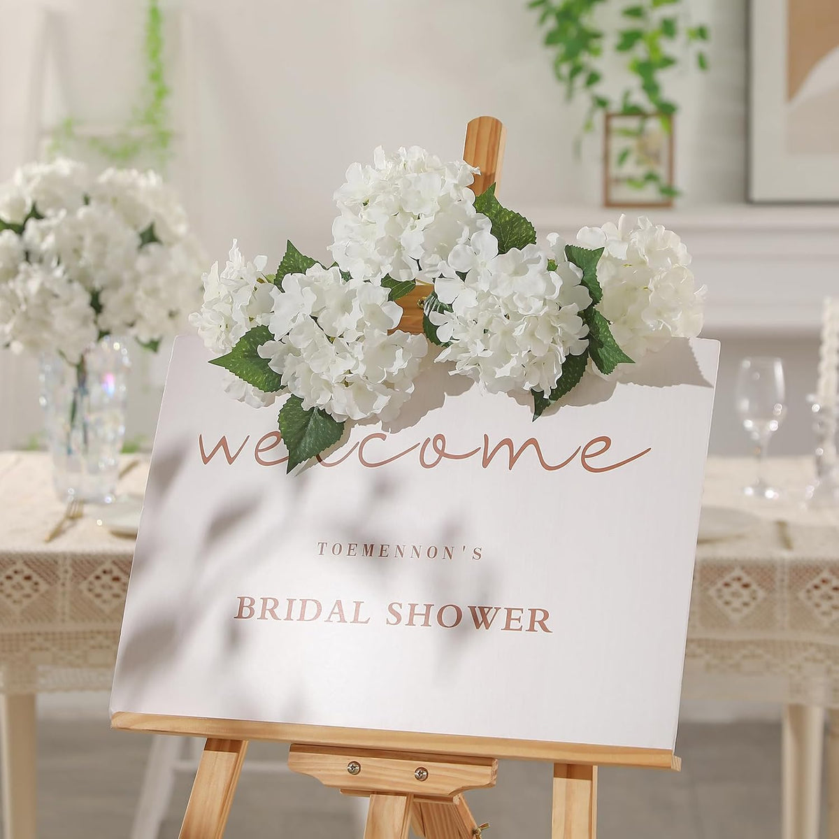 Kisflower 2 Pack White Silk Artificial Hydrangea Flowers Bouquets - Vase & Wedding Decor